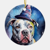 Halloween American Staffordshire with Pumpkins Keramik Ornament (Vorne)