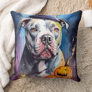 Halloween American Staffordshire with Pumpkins Kissen