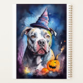 Halloween American Staffordshire with Pumpkins Planer (Rückseite)