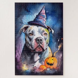 Halloween American Staffordshire with Pumpkins Puzzle