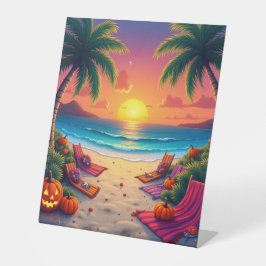 Halloween an einem tropischen Strand Sockelschild