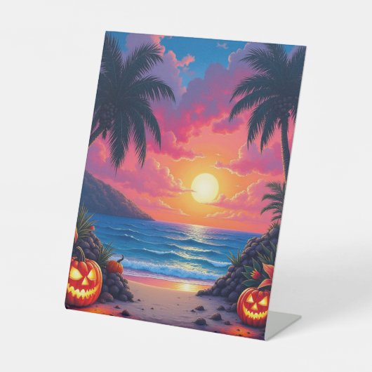 Halloween an einem tropischen Strand Sockelschild (Vorderseite)