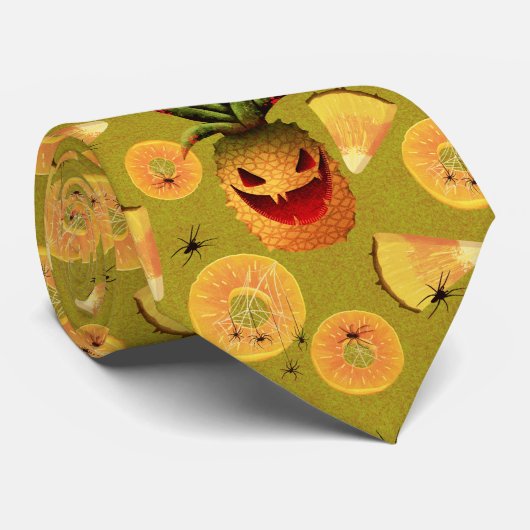 Halloween-Ananas Krawatte (Gerollt)