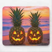 Halloween-Ananas-Kürbislaternen an einem Strand Mousepad (Vorne)