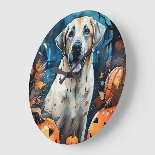 Halloween Anatolischer Schäferhund mit Pumpkins Be Große Wanduhr (Winkel)