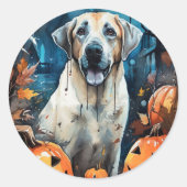 Halloween Anatolischer Schäferhund mit Pumpkins Be Runder Aufkleber (Vorderseite)