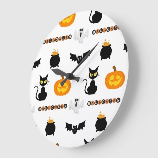 Halloween and cat-themed wall clock. große wanduhr (Winkel)