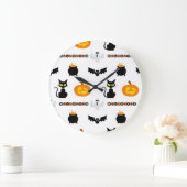 Halloween and cat-themed wall clock. große wanduhr (Zuhause)