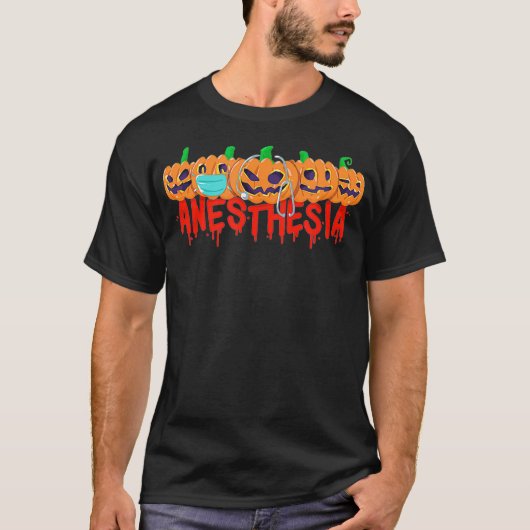 Halloween Anesthesia Pumpkins mit Maske und Stetho T-Shirt (Vorderseite)