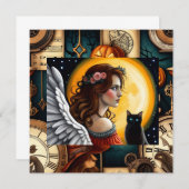 Halloween Angel und Black Cat Card (Vorne/Hinten)