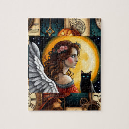 Halloween Angel und Schwarze Katze Puzzle