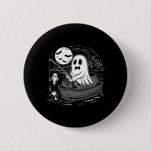 Halloween Angeljäger-Shirt Gruseliger Geist Fische Button