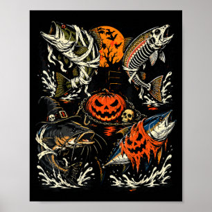 Halloween-Anglerkostüm Forelle Fisch Skelett Poster