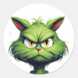 Halloween Angry Cat Runder Aufkleber