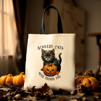 Halloween Angsthase Vintage Schwarzes Kätzchen Lec Tragetasche