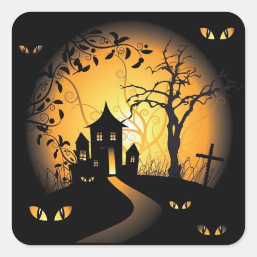 Halloween - ängstliche Augen, die dich beobachten Quadratischer Aufkleber (Vorderseite)