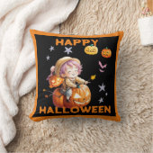 Halloween-Anime-Junge auf einem Kürbis Kissen (Decke)