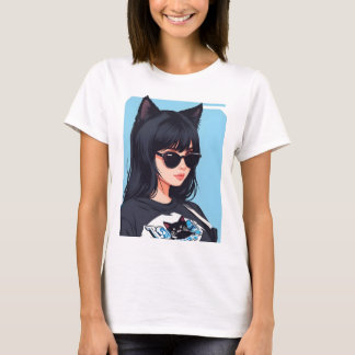 Halloween Anime Katze Mädchen Catrina T-Shirt