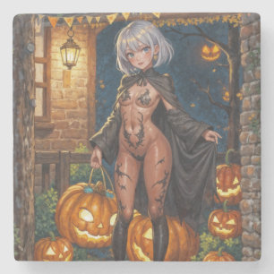 Halloween Anime Mädchen Süßes oder Saures Body Pai Steinuntersetzer