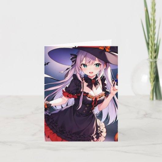 Halloween Anime W Feiertagskarte (Vorderseite)