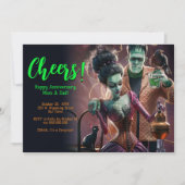 Halloween Anniversaryl Party, Frankenstein & Bride Einladung (Vorderseite)