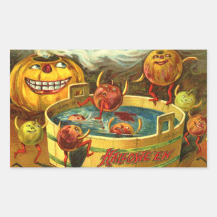 Halloween Apfel-Tauchen Rechteckiger Aufkleber