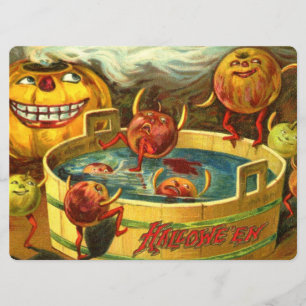 Halloween Apfel-Tauziehen Karte