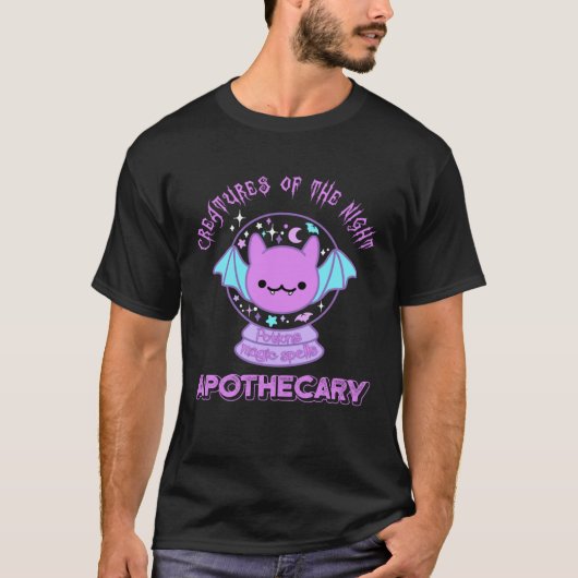 Halloween Apothecary Pastel Goth Crystal Ball Bat T-Shirt (Vorderseite)