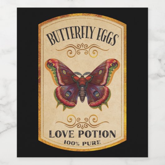 Halloween-Apothekar Schmetterlingseier Weinetikett (Einzelnes Label)