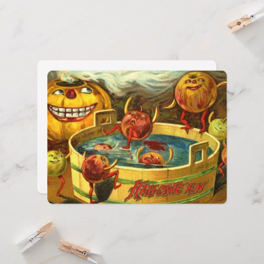 Halloween Apple Bobbing Karte (Vorderseite/Rückseite Beispiel)