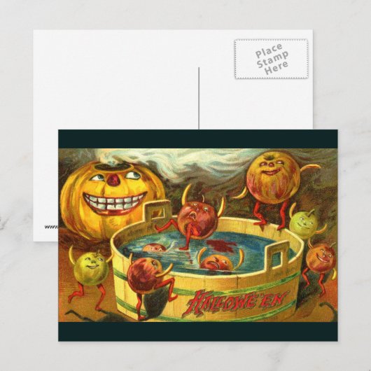 Halloween Apple Bobbing Postkarte (Vorne/Hinten)