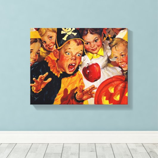 Halloween Apple Bobbing Print Leinwanddruck (Insitu (Holzboden))