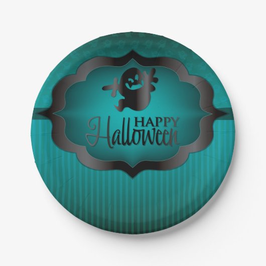 Halloween aquamarin Ghost Pappteller (Vorderseite)