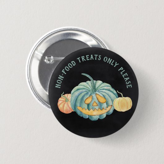 Halloween Aquamarin Pumpkin Allergie Bewusstsein Button (Vorne & Hinten)