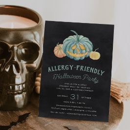 Halloween Aquamarin Pumpkin Allergy Friendly Party Einladung