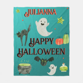 Halloween Aquamarin und grün Fleecedecke