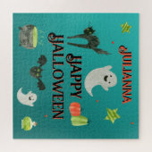 Halloween Aquamarin und grün Puzzle (Horizontal)