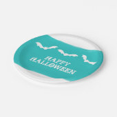 Halloween aquamarines Weißes Wasserfarben Pappteller (Schrägansicht)