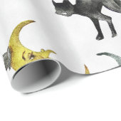 Halloween - Aquarell-Hexe - Katze - Mond Geschenkpapier (Rolleneckpunkt)