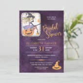 Halloween Aquarell Hexensche Brautparty Party Einladung (Stehend Vorderseite)