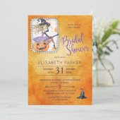 Halloween Aquarell Hexensche Brautparty Party Einladung (Stehend Vorderseite)