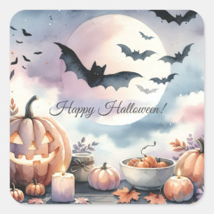 Halloween-Aquarell Quadratischer Aufkleber