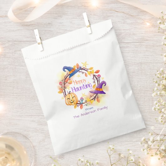 Halloween - Aquarellfeuer "Happy Haunting" Geschenktütchen (Ausgeschnitten)