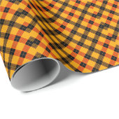 Halloween Argyle Karo Orange, Gelb & Schwarz Geschenkpapier (Rolleneckpunkt)