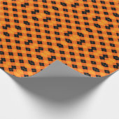 Halloween Argyle Plaid Bold Orange & Black Geschenkpapier (Ecke)