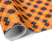 Halloween Argyle Plaid Bold Orange & Black Geschenkpapier (Rolleneckpunkt)