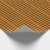 Halloween Argyle Plaid Orange & Black with Gold Geschenkpapier (Ecke)
