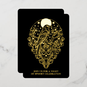 Halloween Art Nouveau Rabe Folien-Party-Einladung Folieneinladung