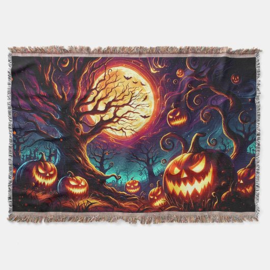 Halloween Art Scene Throw Blanket Decke (Vorderseite)