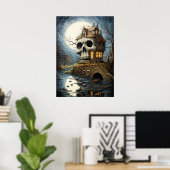 Halloween Art Skull House Poster (Heimbüro)